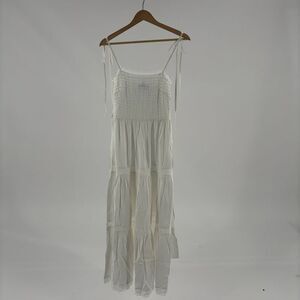 EVIE Tiered Ruffle Detail Midi Dress-off white